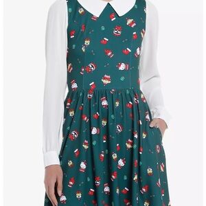 Hello Kitty Christmas Green Long Sleeve Dress Hot Topic
